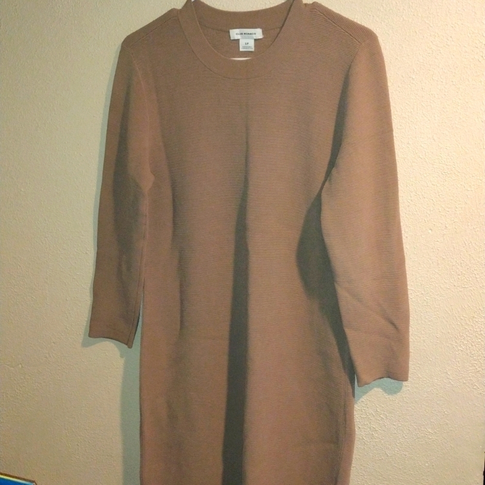 Club Monaco Ribbed Sweater Tan Midi Dress size small